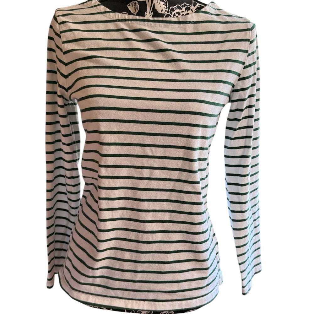 Lily Coco Green White Striped Long Sleeve Tee Size S Casual Basic